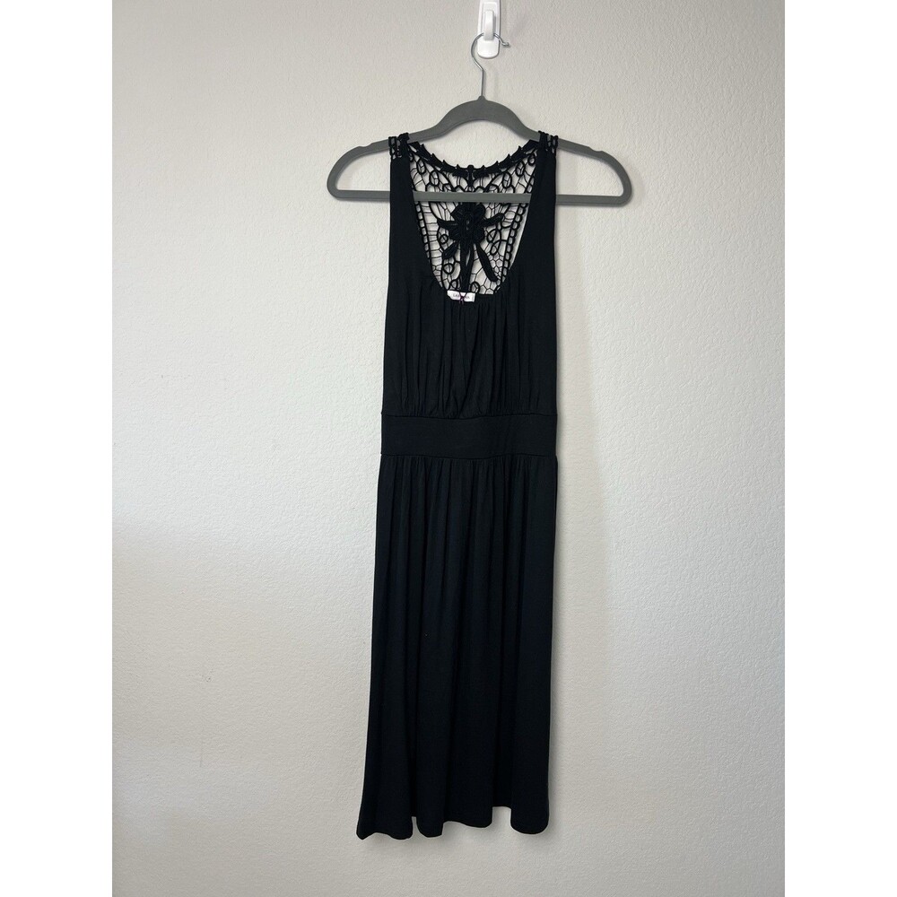 Lascana Black Crochet Lace Racerback Midi Dress Casual Tank Dress Size US 8